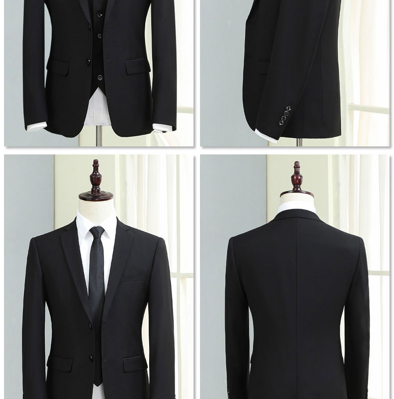 Bộ đồ vest nam ba mảnh phù hợp với váy công sở mỏng mặc chuyên nghiệp mùa trẻ hai khóa màu đen phù hợp với nam đồ nam đẹp 2021