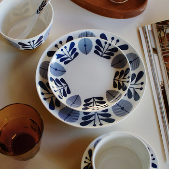 Collect time nordic blue series rice bone porcelain tableware