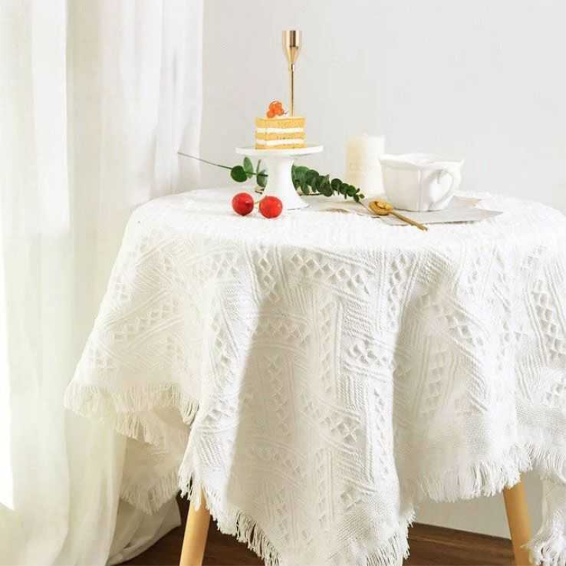 Small square tablecloth ins wind thick thickened rectangular table mat bedside table cover cloth round table cream coffee table tablecloth