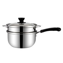 Saucepan stainless steel milkpan thickened lid Mini trumpet cooking pan flat bottom handle Kitchen Soup Pan With Lid Long Handle