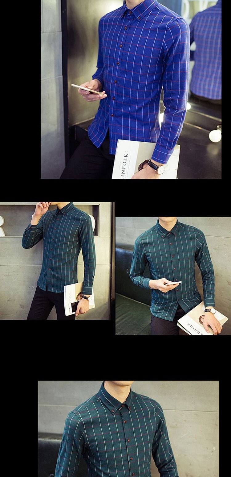 YMV dài tay thời trang giản dị hot-free slim youth size áo sơ mi kẻ sọc xuân hè thu rách kẻ sọc sơ mi họa tiết