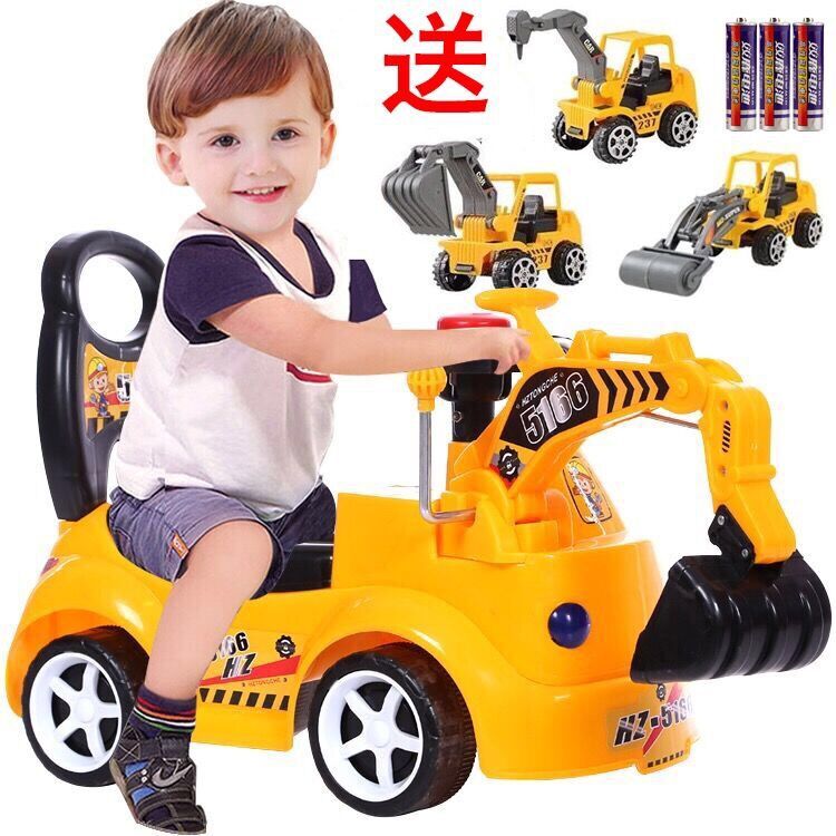 16 years old-Children's toy ride-excavator man motorcycle baby-3 hooks electric-boy 2 children can 7 can ride