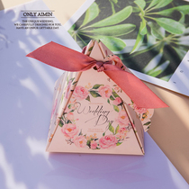 Pink happy candy box Simple carton gift box bag European-style wedding wedding supplies creative candy box