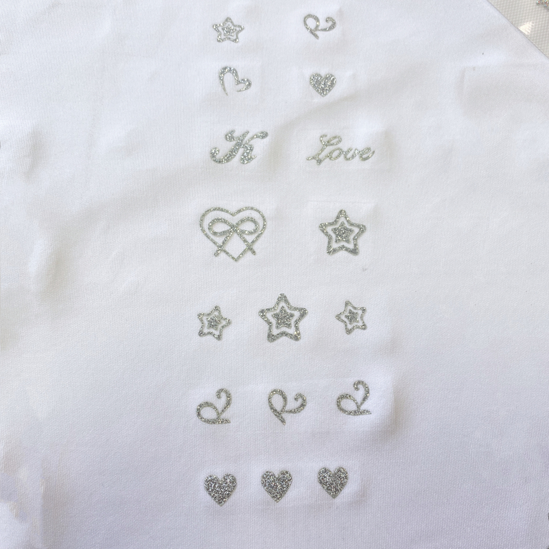 Iron-On Small Pattern DIY Accessories Heat Transfer Silver Label Sock Decoration Pattern Iron-On Small Pattern DIY Accessories Heat Transfer Silver Label Sock Decoration Pattern