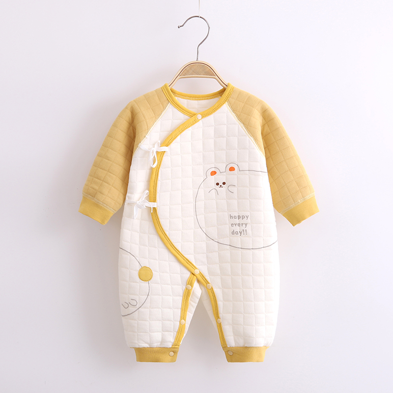 Newborn baby wear spring and autumn thickening baby warm clothes warm cotton clothes birth monk clothes out of ha