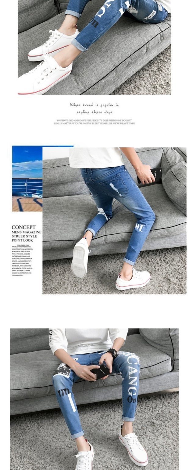 Quần jeans ống lửng nam co giãn màu đen phiên bản Hàn Quốc của xu hướng quần dài sinh viên xuân hè shop đồ nam