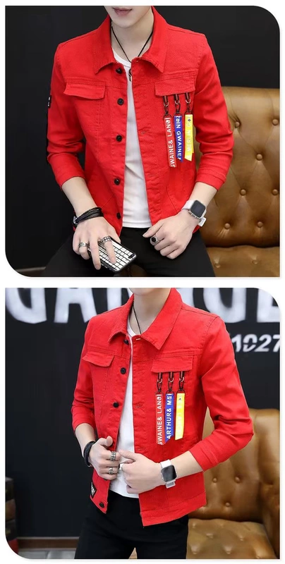 Áo khoác nam mùa xuân và mùa thu 2018 Xu hướng mới của Hàn Quốc Áo khoác denim đẹp trai