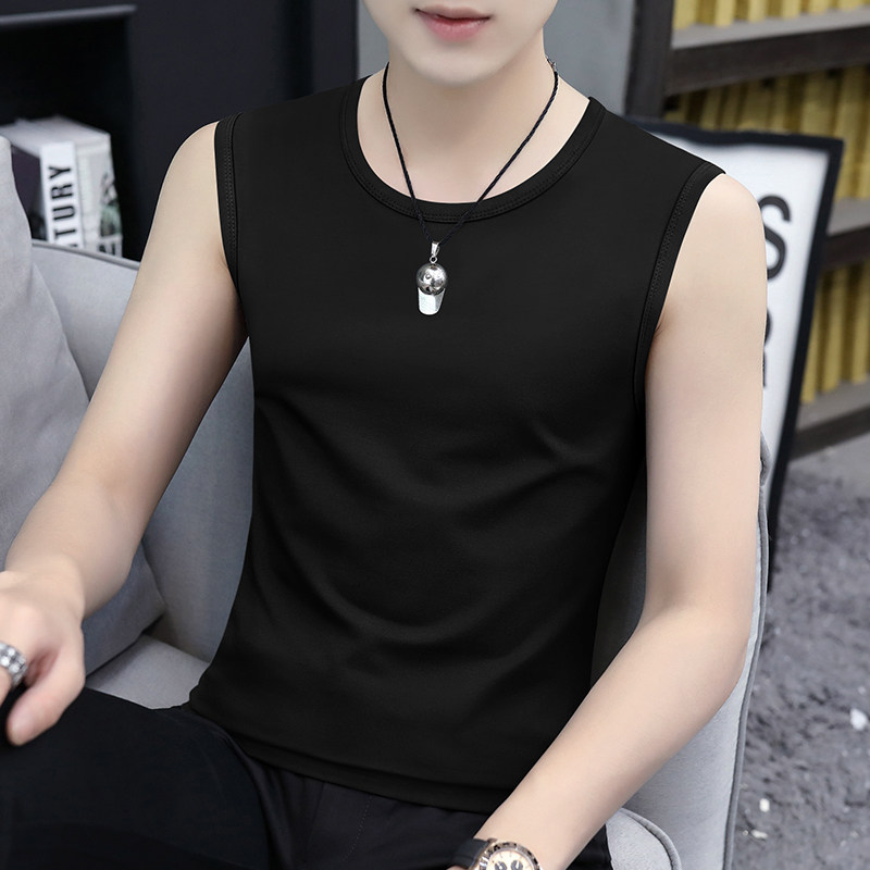 2 pieces) Modal round neck men's vest cotton summer ice silk breathable sports sleeveless T-shirt men's wide waistcoat tide