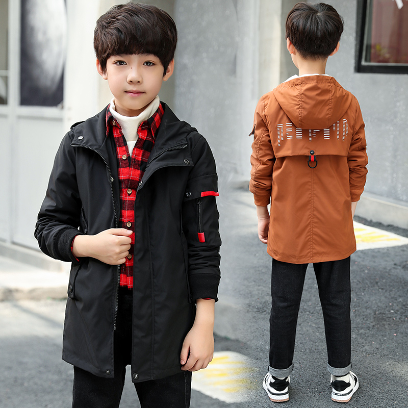 Boys' autumn winter coat 2021 New China Children's Korean children's spring and autumn style plus cotton medium long style wind coat
