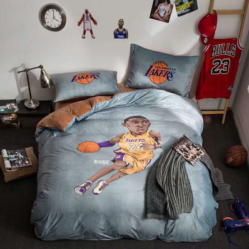 NBA Golden State Warriors Los Angeles Lakers Cavaliers lanh gia đình chăn bốn luật Levin nhung ba mảnh Owen Thompson - Bộ đồ giường bốn mảnh chăn ga gối đệm