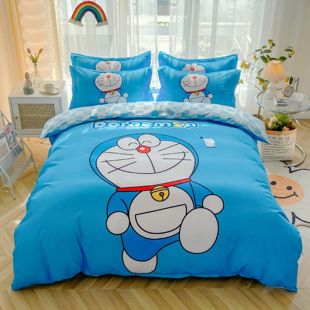 Doraemon Jingle Cat Blue Fat Doraemon Quilt Cover Single Single 150X200X230cm Double Quilt Cover