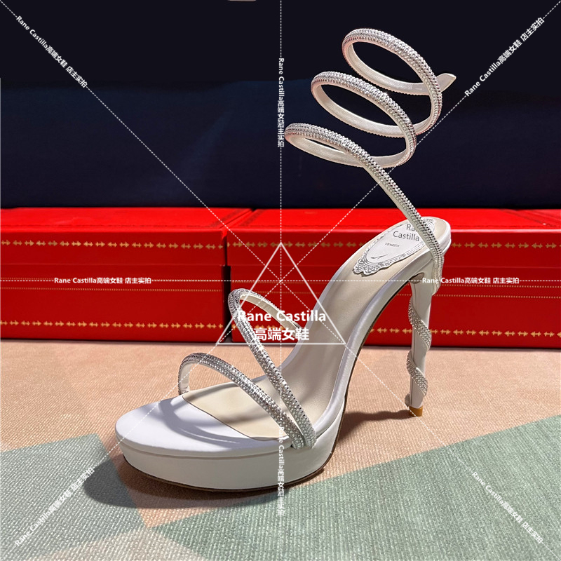 Rane Castilla Waterproof Platform High Heels Women's 2025 New Snake-Shaped Winding Rc Sandals with Rhinestones Sexy