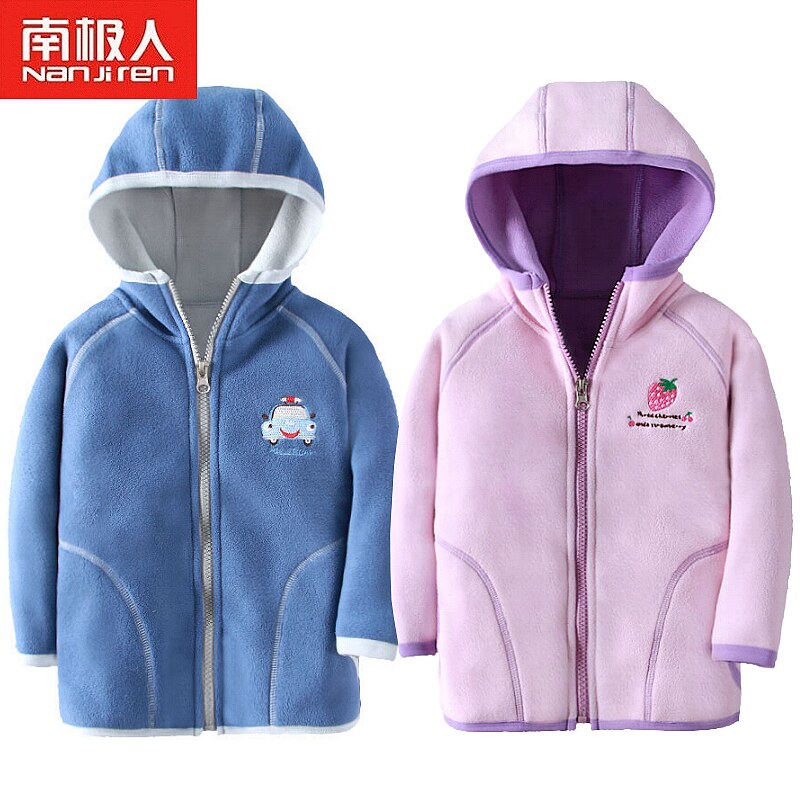 South Pole Children's Lianhood Shake Grain Suede Warm Jacket Boy Girl Thickened Blouse Child Clothing Autumn Winter Clothing