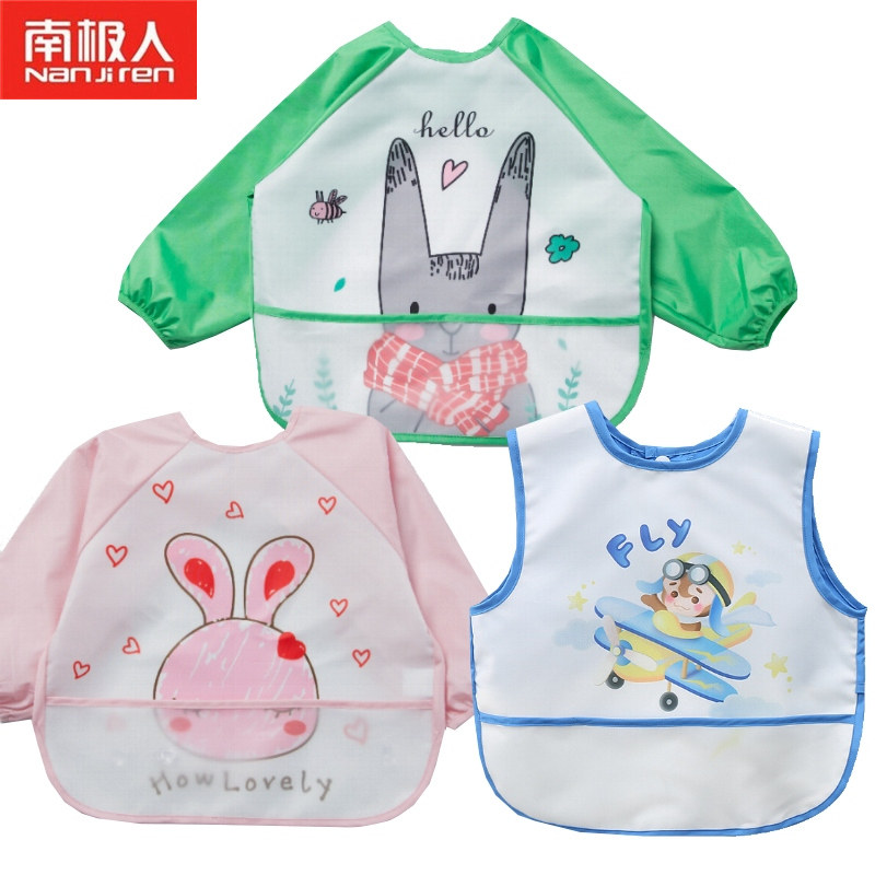 South Pole waterproof anti-dress baby Baby eating hood Hood Hood children Eating Apron Apron Summer Thin