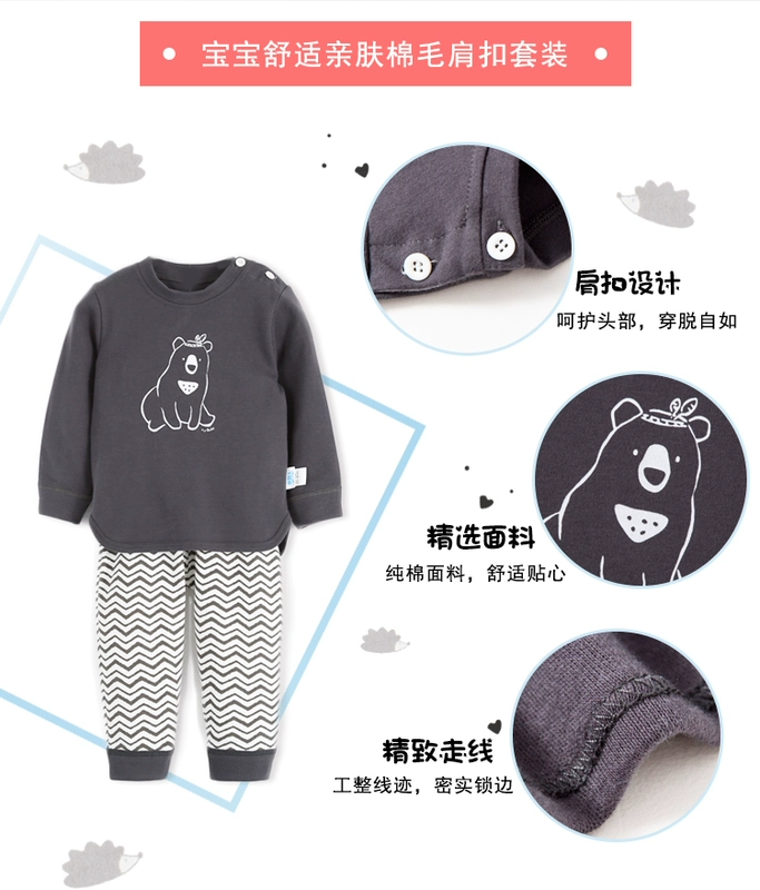 Quần áo trẻ em Nam Cực mặc đồ lót trẻ em mùa xuân và mùa thu mùa đông cotton quần áo trẻ em bé trai và bé gái quần mùa thu quần tuyệt vời - Quần áo lót đồ pijama cho bé