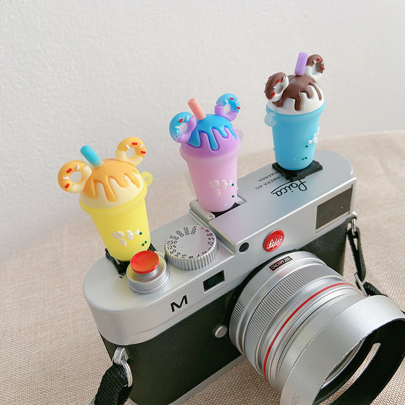 Milk tea hot boots protection cover cartoon single eye camera Universal Canon 5d4 Sony micro single eye camera a6100 Fuji xt30 Nikon Thermal boot cover dust cute and cute creative accessories 80d a7m3 