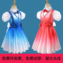 Childrens performance costumes primary school students chorus costumes performance costumes red scarf chorus costumes princess skirts stage costumes