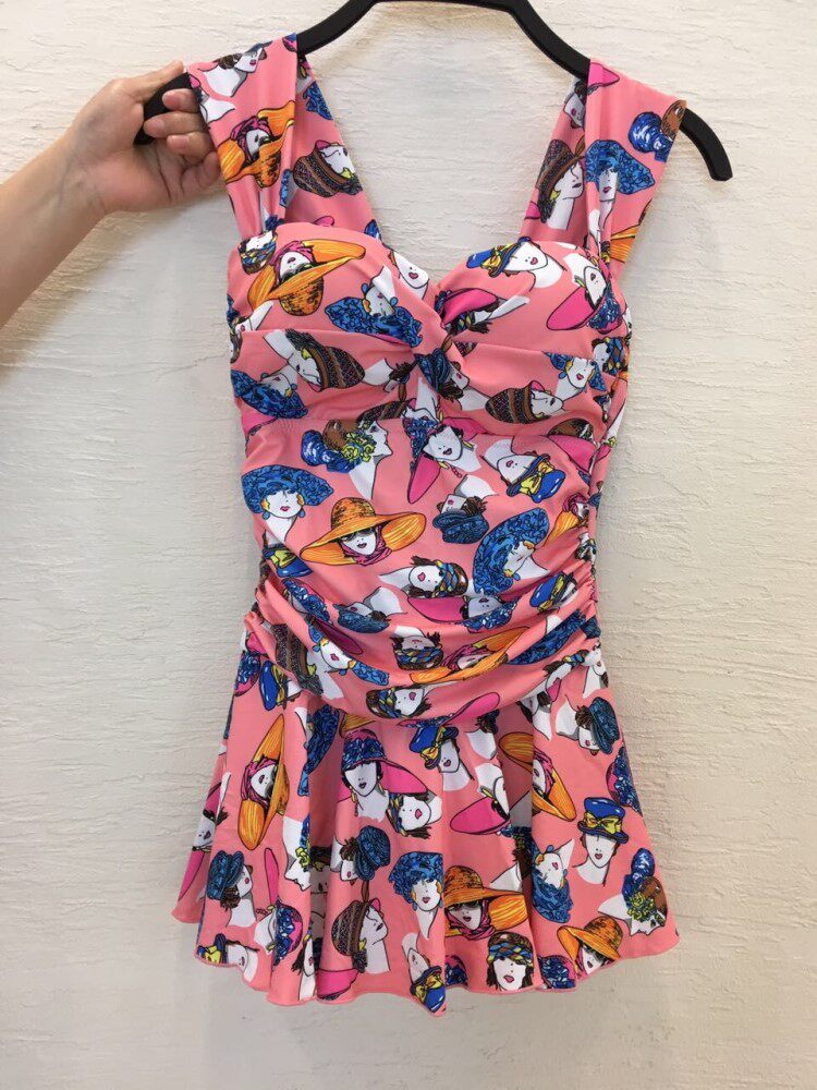 European and American style sexy color halter temptation double shoulder strap one-piece swimsuit female steel chest cute section