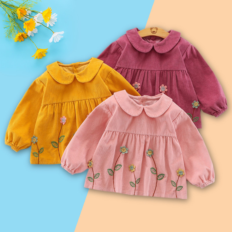 Western-style autumn and winter female baby overcoat anti-dressing thick corduroy jacket coat large size waterproof and anti-dirty eating clothes