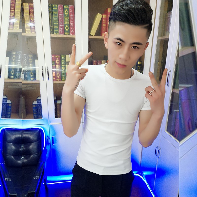 Nhanh tay lưới đỏ với quần áo tay ngắn 2018 xu hướng mới tu luyện tinh thần anh chàng rắn rỏi màu tixiu áo thun nam Áo phông nam hàng hiệu