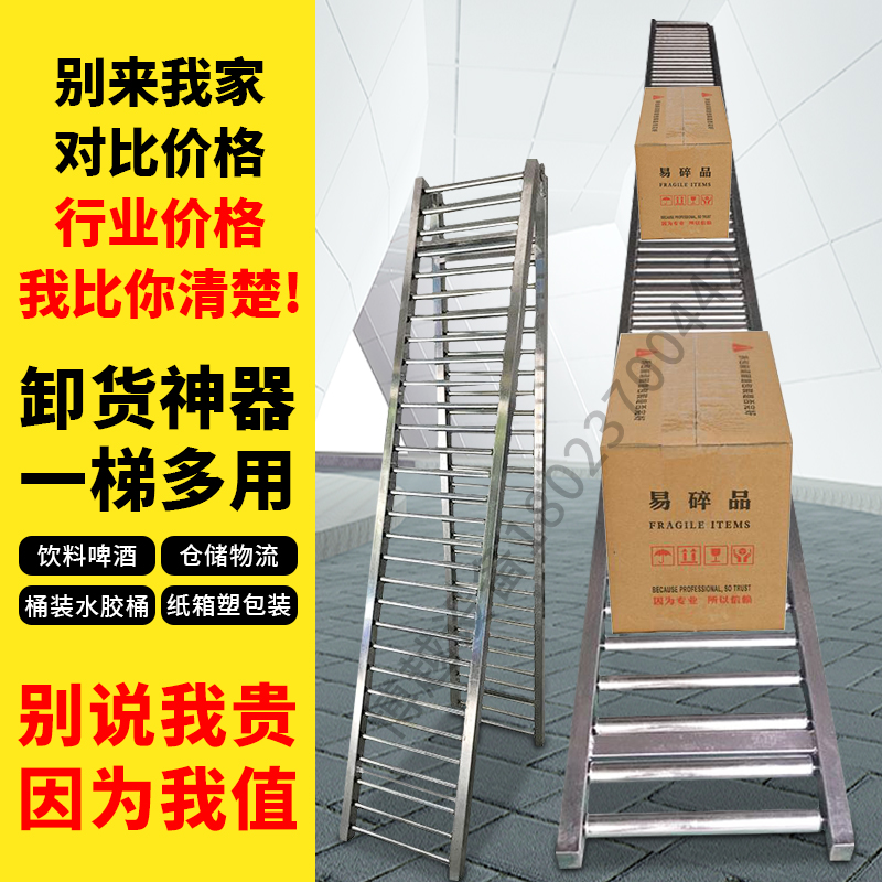 Unpowered roller conveyor, container loading, unloading, unloading artifact, slide unloading, handling, folding and lightweight