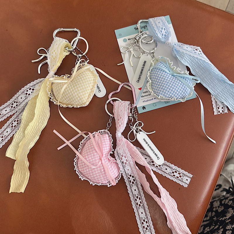 Korean-Style Lace Flower Bubble Pastoral Style Girly Lace Heart Phone Case Bag Keychain Pendant