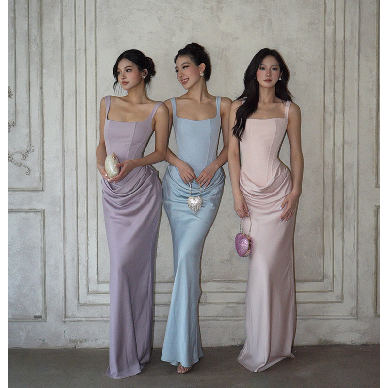 Younger Lady European and American Sexy Hottie Fishbone Strap Suspender Dress Elegant Socialite Dress Long Dress Younger Lady European and American Sexy Hottie Fishbone Strap Suspender Dress Elegant Socialite Dress Long Dress