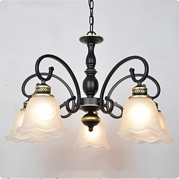 European-Style Wrought Iron American Creative Chandelier Retro Simple Living Room Dining Room Bedroom Staircase 356810-Head Zhongshan Lighting Fixtures