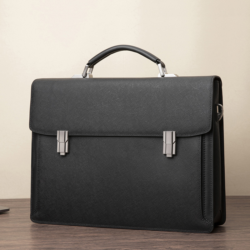 Large capacity handbag men's business bag leather horizontal leather bag men's briefcase men's hand-held briefcase men's bag