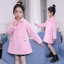 Girls wool coat autumn and winter clothes 2021 new childrens big childrens Korean version of the foreign style in the long section of the princess coat