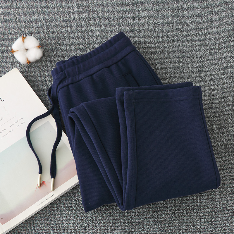 2024 New Spring Sweatpants for Women, Dark Blue Straight-Leg Sports Pants, High-Waisted Casual Large-Size Long Pants for Spring and Autumn