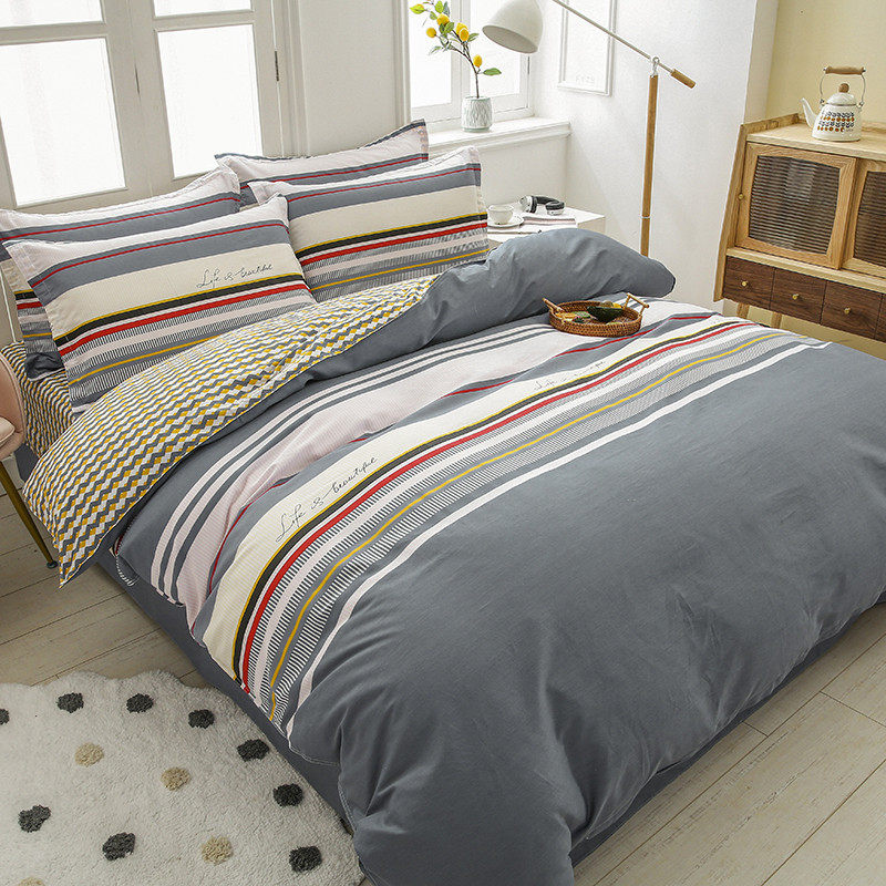 Minimalist atmosphere pure cotton four pieces type 100 All cotton 2 2x2 4m quilt cover 200x230 quilt cover bed grid sheet