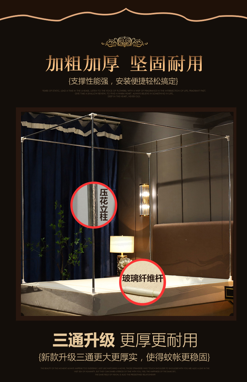 Giường chống muỗi hộ gia đình trẻ em chống vỡ giường chống rơi 1,8m giường dây kéo yurt cửa lưới chống muỗi 2.0x2.2 vuông - Lưới chống muỗi mùng ngủ
