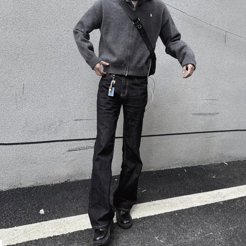 [in Stock] European and American Style 501 Fit Raw Denim Straight-Leg Jeans, Washed Black Cleanfit Pants for Men