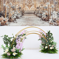 New wedding props colorful wrought iron road guide wedding stage catwalk layout decoration floral simulation silk flower