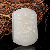 Xinjiang Hotan White Jade Ruyi Dragon belt buckle mens sheep fat jade waist buckle mutton fat grade