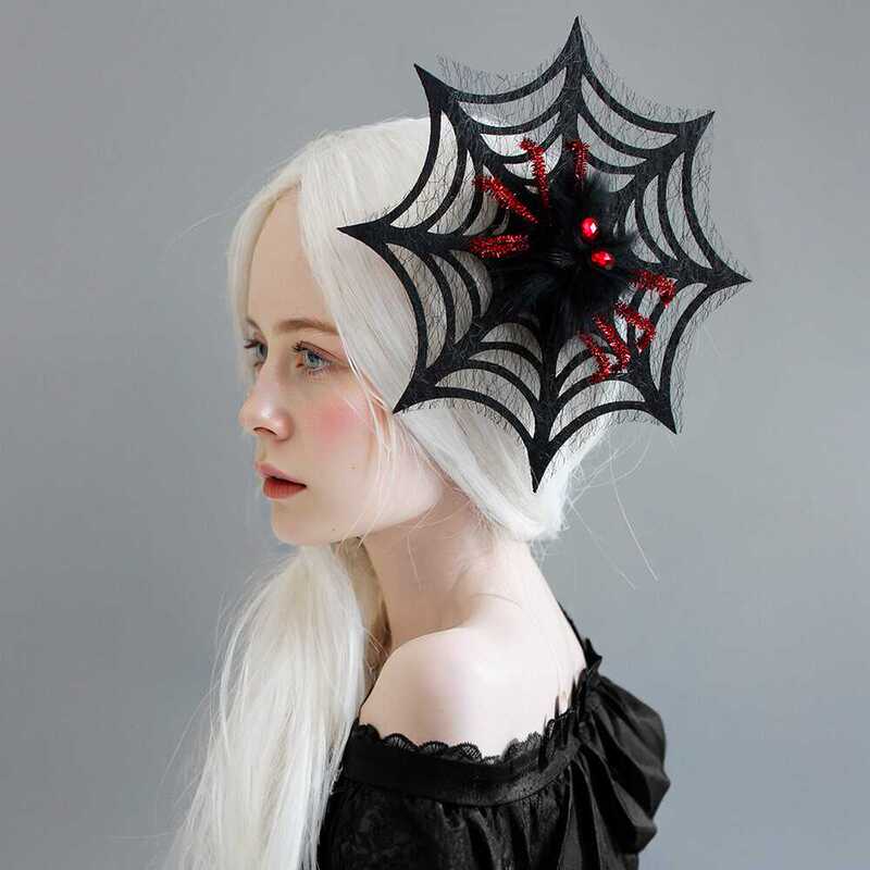 Halloween Witch Hat Spider Web Hairpin Demon Queen Ghost Party Dress up Supplies Cosplay Headwear