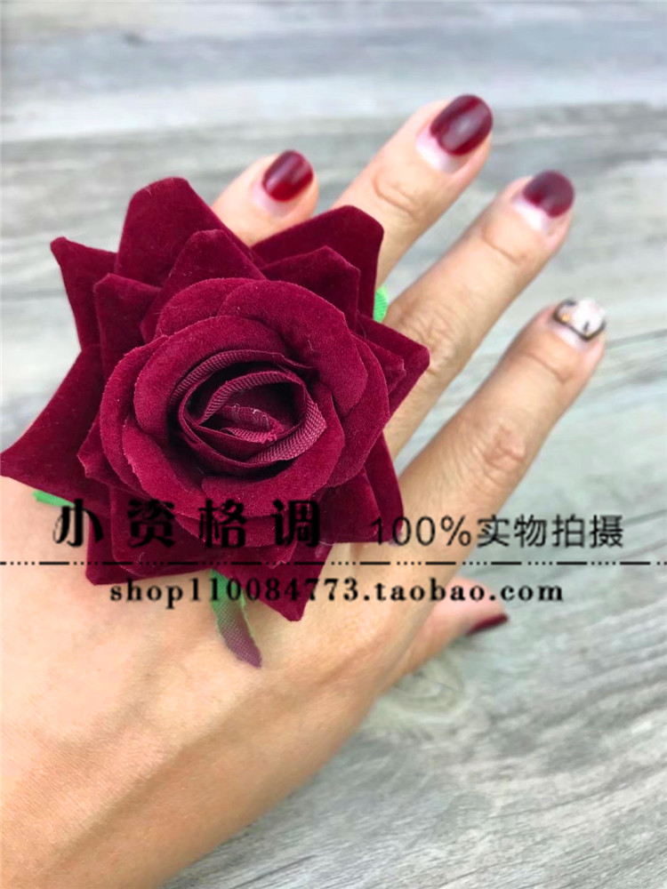 Dark Lolita Rose Ring Sen Wedding Party Giáng sinh Halloween Chụp ảnh cưới Đạo cụ Nhẫn nhẫn vàng