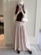 ສີບົວ culottes ສໍາລັບແມ່ຍິງ summer 2026 ໃຫມ່ pleated ແອວສູງ pleated ຂະຫນາດນ້ອຍ ກາງເກງຂາຍາວຊື່ ກາງເກງບາງໆ
