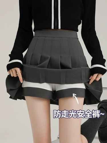 Приталенная осенняя юбка в складку, пиджак классического кроя, мини-юбка, плиссированная юбка, высокая талия, подходит для подростков, А-силуэт