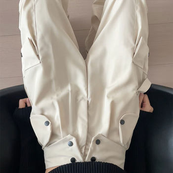 White Cargo Pants for Women, Autumn 2025 New Style, High-Waisted, Straight-Leg, Loose, Casual, Slimming, Vintage American-Style Sports Pants