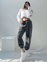Gray sweatpants womens summer beam foot ins tide 2021 new thin section high waist thin Harun spring and autumn sports pants