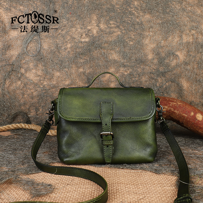 Fatise Niche Design Retro Leather Shoulder Bag Women's Genuine Leather Shoulder Bag Crossbody Handmade Messenger Bag