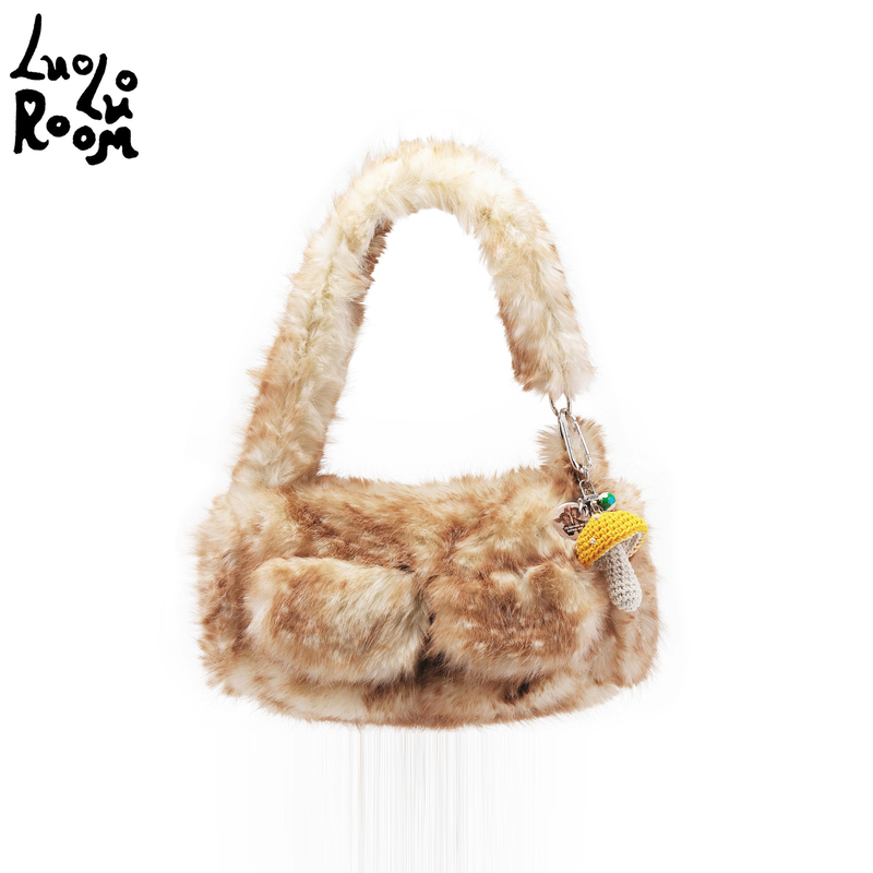 Luoluoroom Original Design Authentic Plush Women's Shoulder Bag Called "Shibuya Deer" (Without Charms)