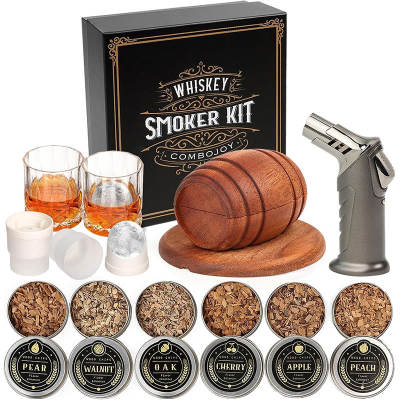 Whisky smoker set, cocktail solid wood flying saucer smoker, spirits, fruit wines, smoked wood shavings cocktail shaker