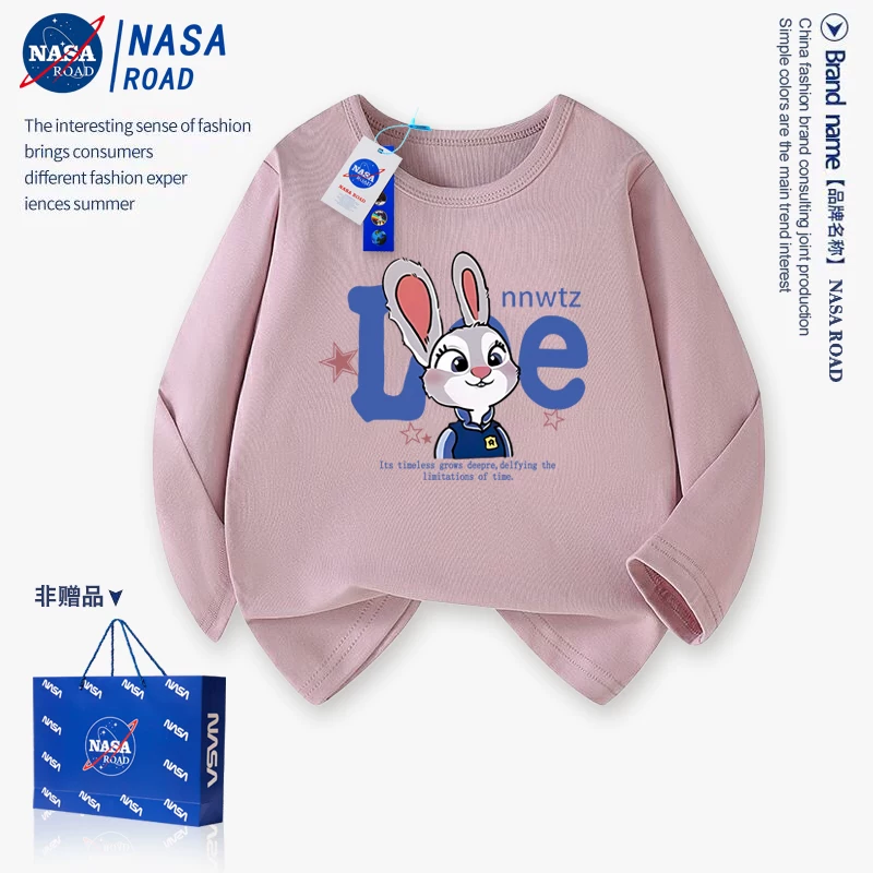 Long-sleeve, children's spring white base body-friendly rabbit