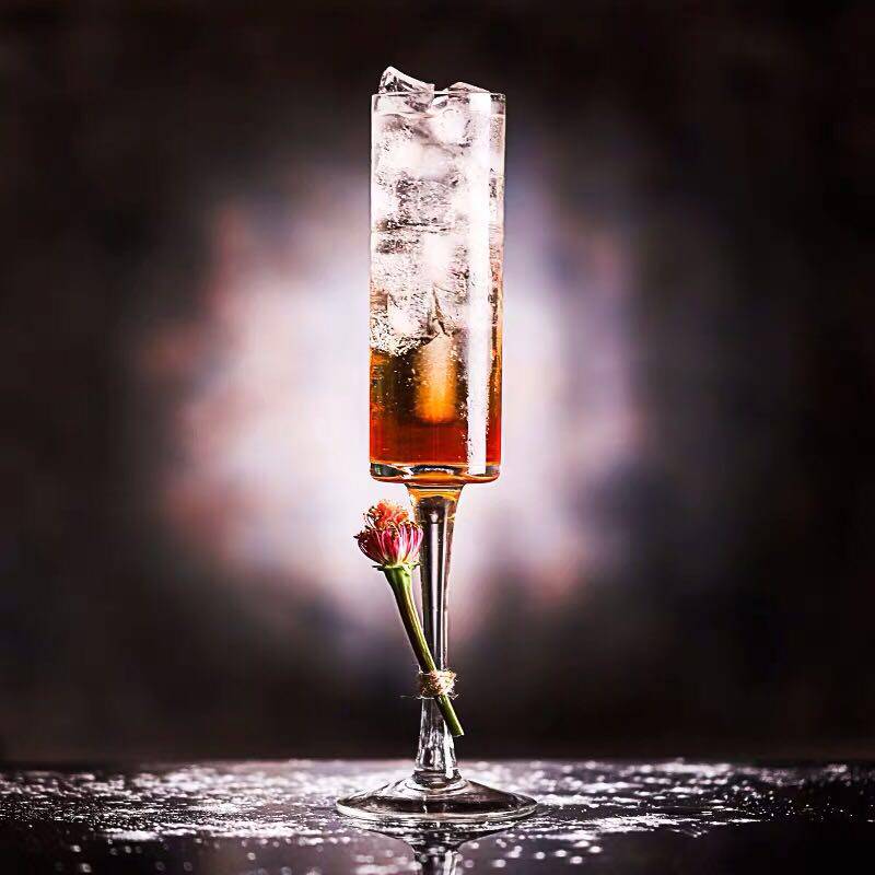 Crystal Straight Drum Champagne Cup High Foot Cup Handmade Glass Cup Red Wine Glass Creative Bubble Cup