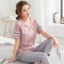 Mùa hè có thể mặc thoải mái womens ngắn tay quần pajama bộ đồ ngủ thoải mái mùa hè nửa tay áo kích thước nhỏ quần áo về nhà. 