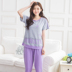 Nửa tay pajama con trai set mùa hè cỡ lớn chất béo mm200 pound thời trang ngày loose 7 phút quần nóng nửa cắt tay áo nhà quần áo. 