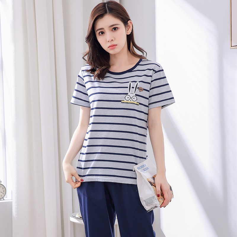 Pajama nữ mùa hè ngắn tay áo quần bảy điểm thoải mái lỏng dễ thương phim hoạt hình thời trang mùa hè womens mặc nhà phù hợp với cô gái.